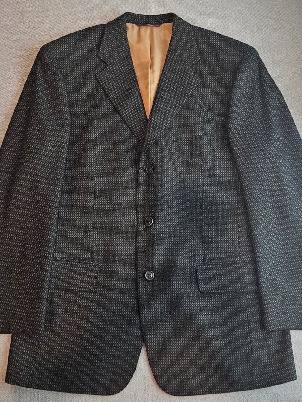 Samuelsohn Men's Black Blue Bronze Check Wool Cashmere Sport Coat 40 Regular